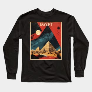 Egypt Starry Night Vintage Poster Travel Tourism Long Sleeve T-Shirt